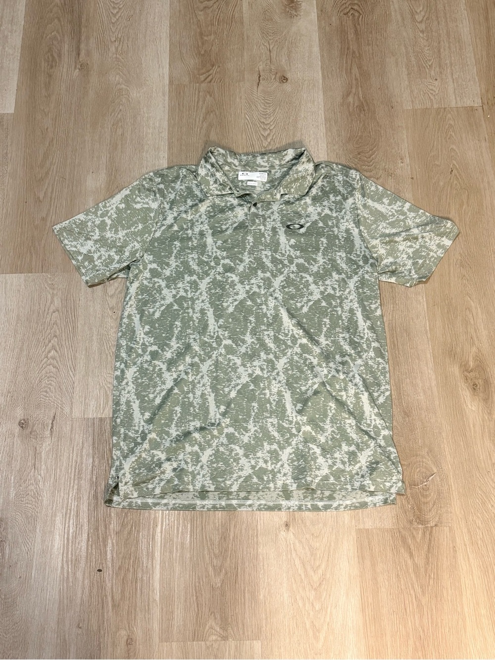 Oakley Green Marble Jaquard Polo Size XL Golf Shirt Gorpcore Skater Baggy